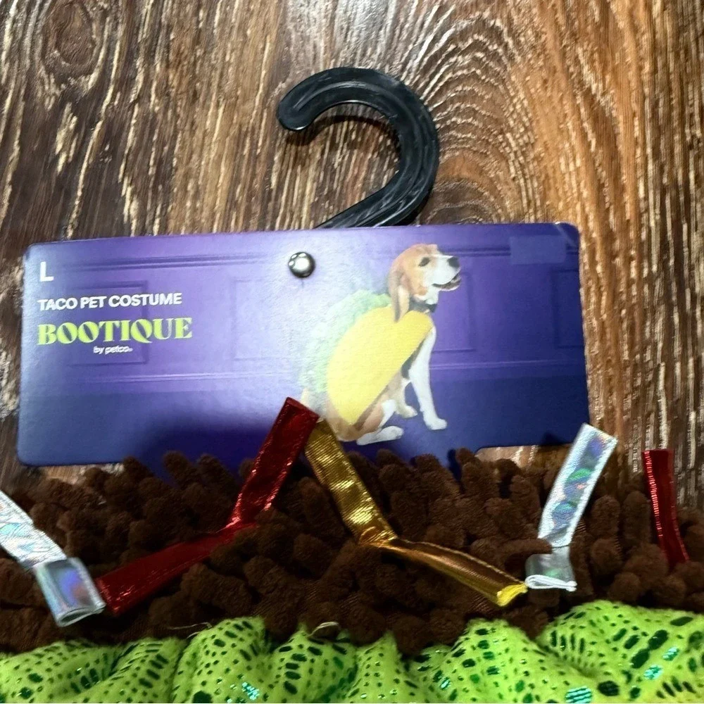 Bootique Festive Taco‎ Dog Costume Petco - Yellow & Green Size L